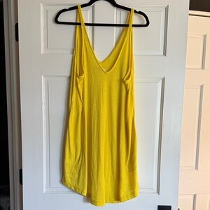 Yellow Sleeveless V-Neck Midi Dress